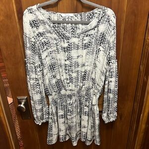 Parker Black and White Geometric Print Dress